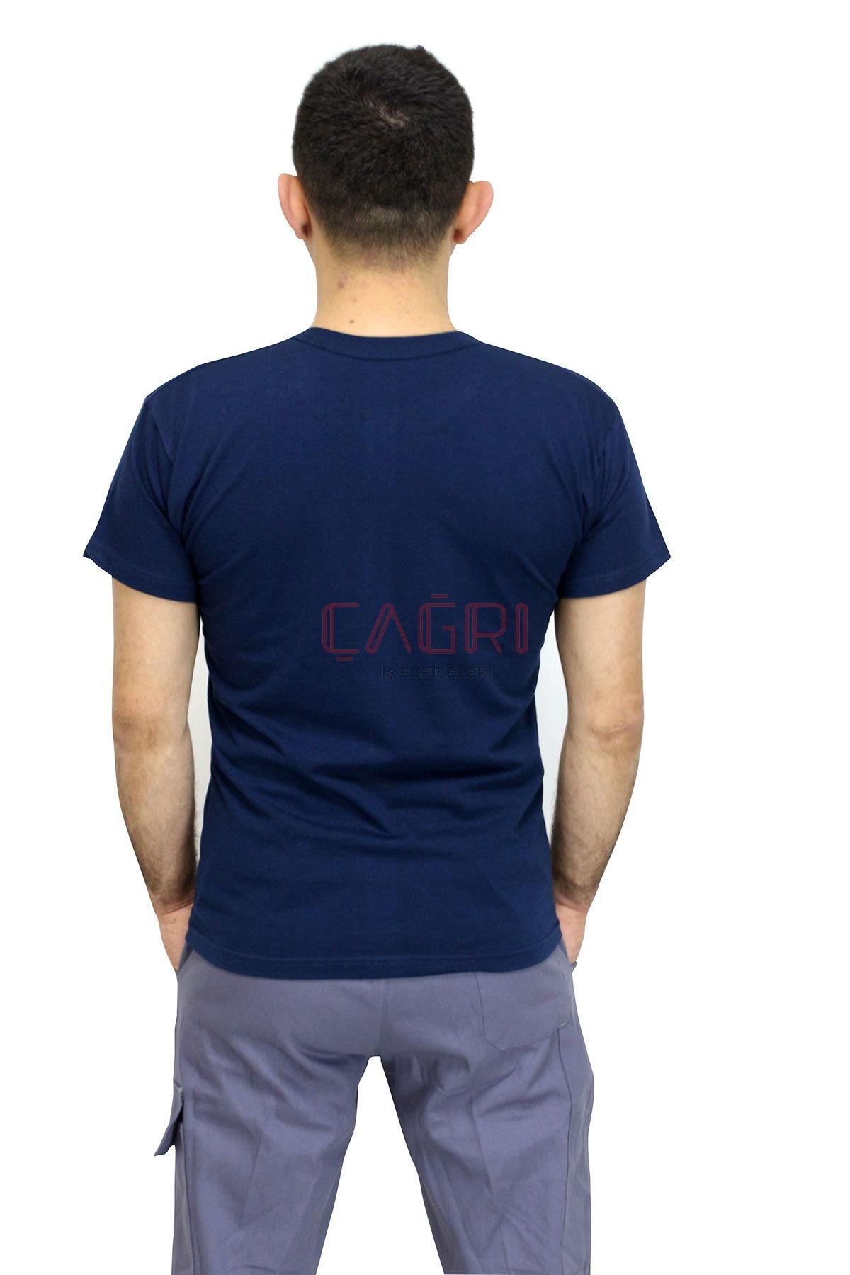Bisiklet Yaka Penye T-shirt Lacivert Renk