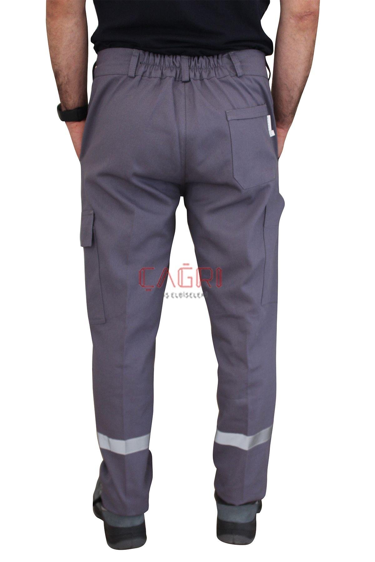 Yazlık  İş Pantolonu Gri Renk 16/12 Gabardin Reflektörlü Pantolon