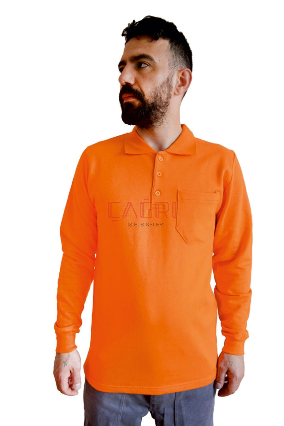 Polo Yaka Sweatshirt Turuncu Renk