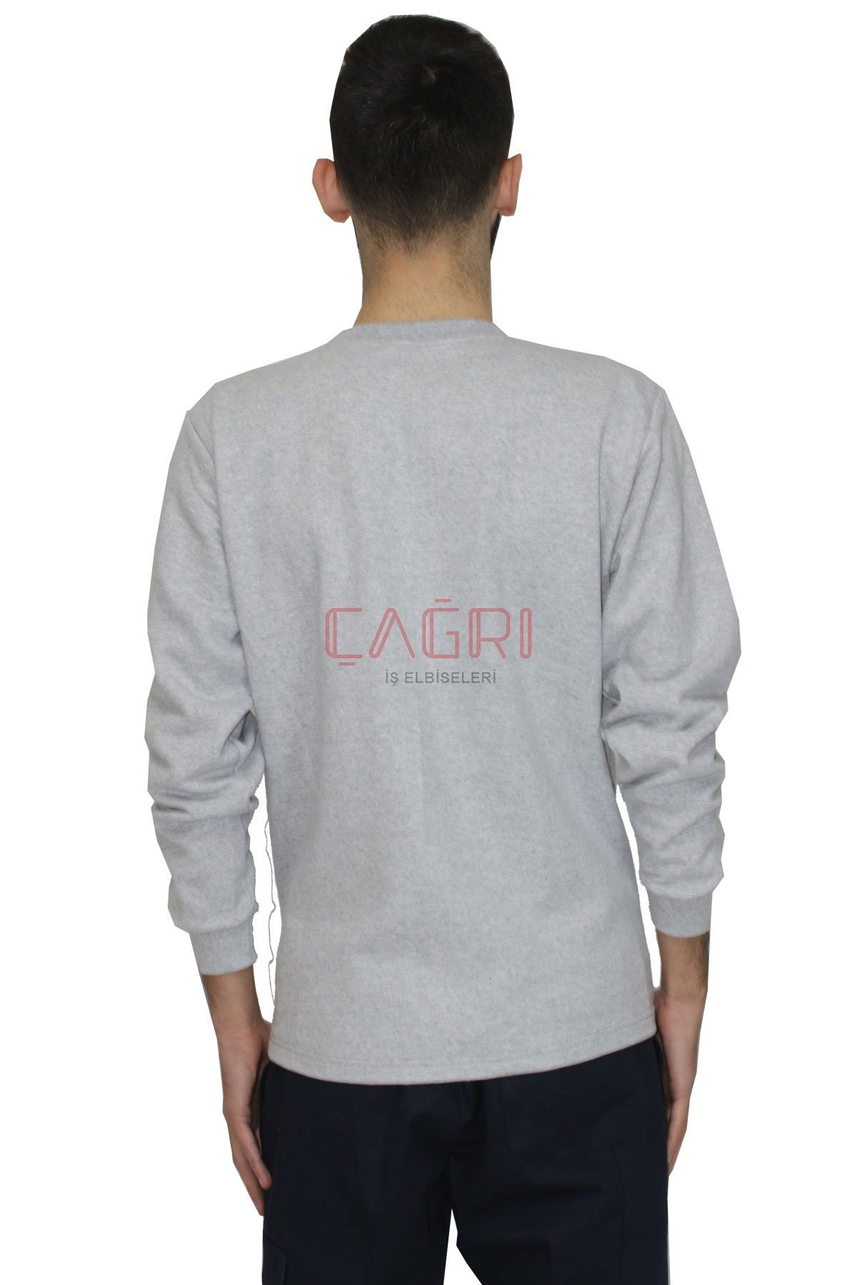 Bisiklet Yaka Sweatshirt Gri Renk