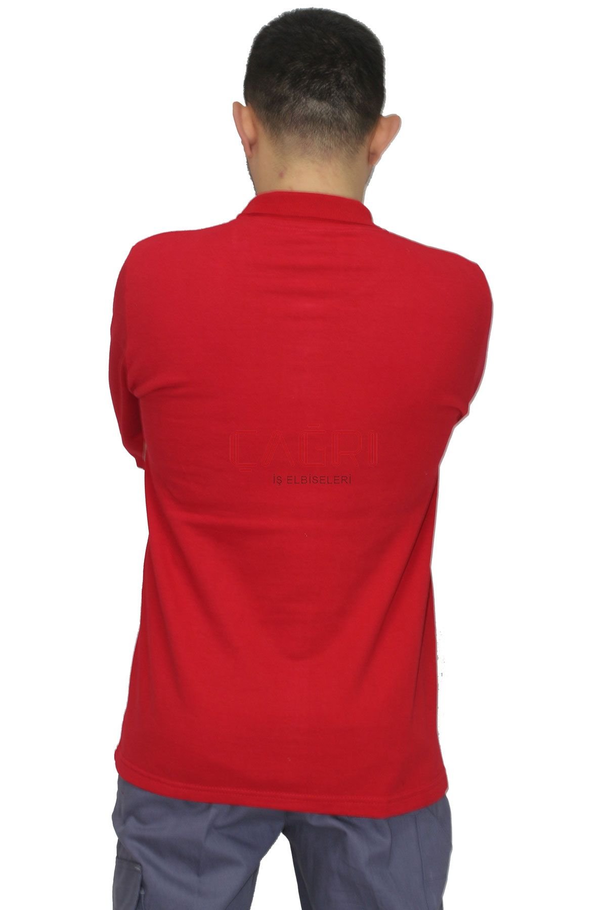 Polo Yaka Sweatshirt Kırmızı Renk  