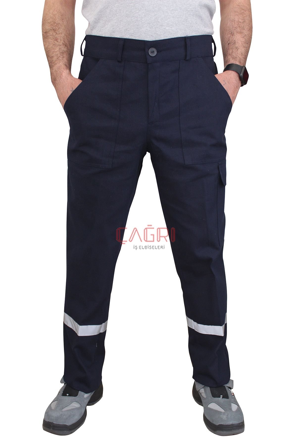 Yazlık İş Pantolonu  16/12 Gabardin Reflektörlü Lacivert Renk Pantolon