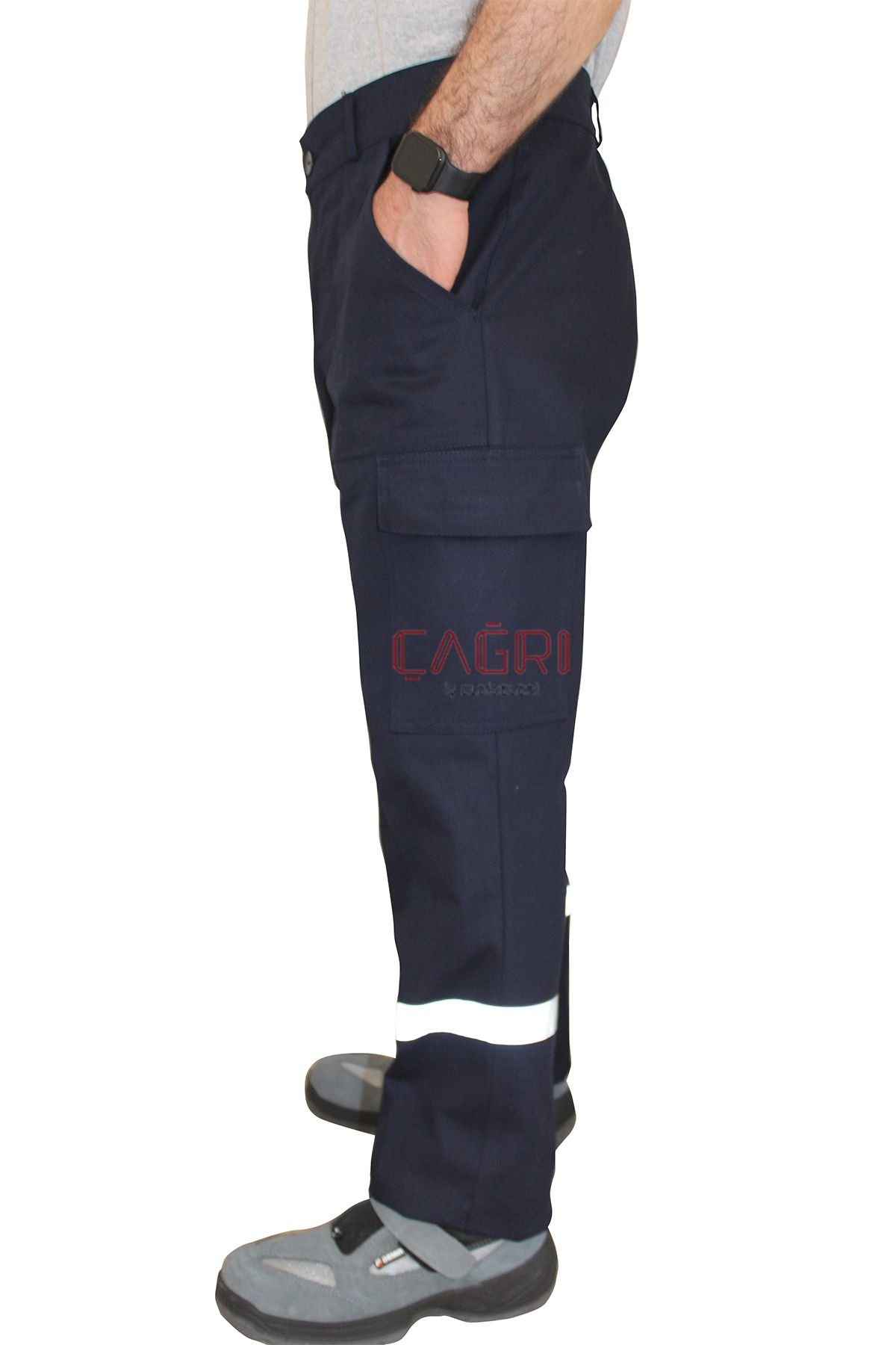 Yazlık İş Pantolonu  16/12 Gabardin Reflektörlü Lacivert Renk Pantolon